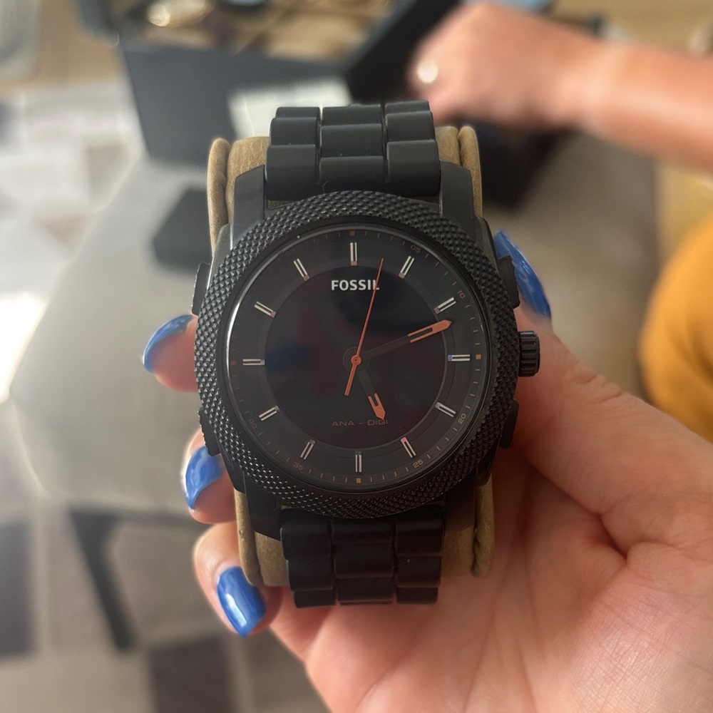 Fossil Matte Black Analog Digital Watch
